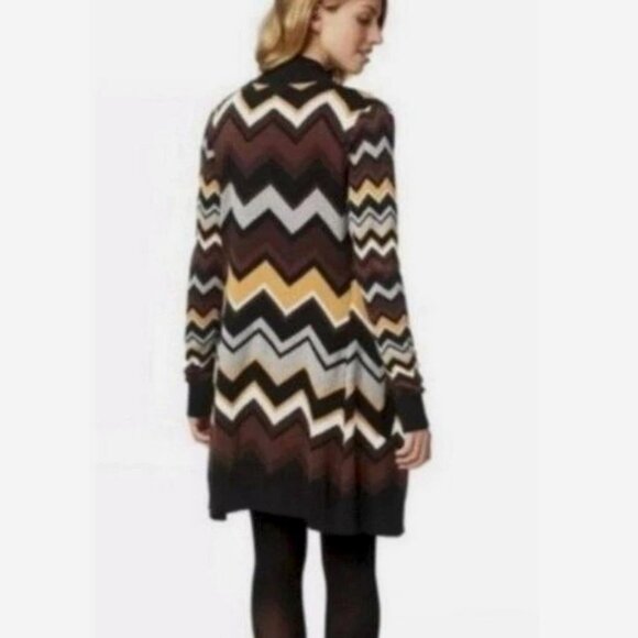 MISSONI Chevron Zig Zag Duster Cardigan Sweater M Brown - Picture 5 of 8
